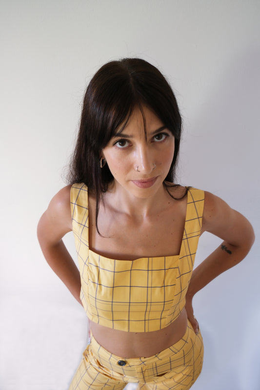 SORRENTO CROP TOP (YELLOW PLAID)