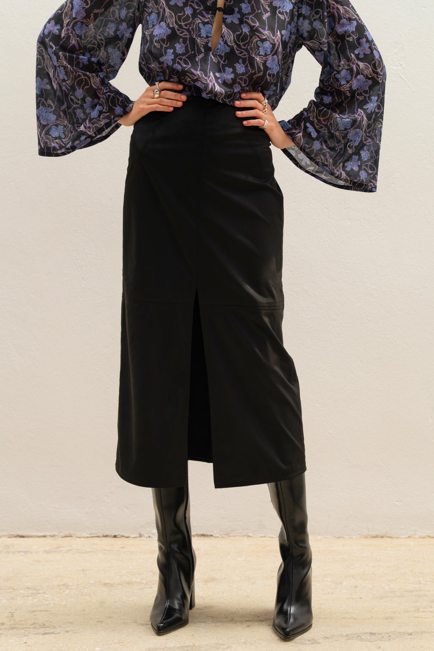 Kintsugi Midi Skirt Black