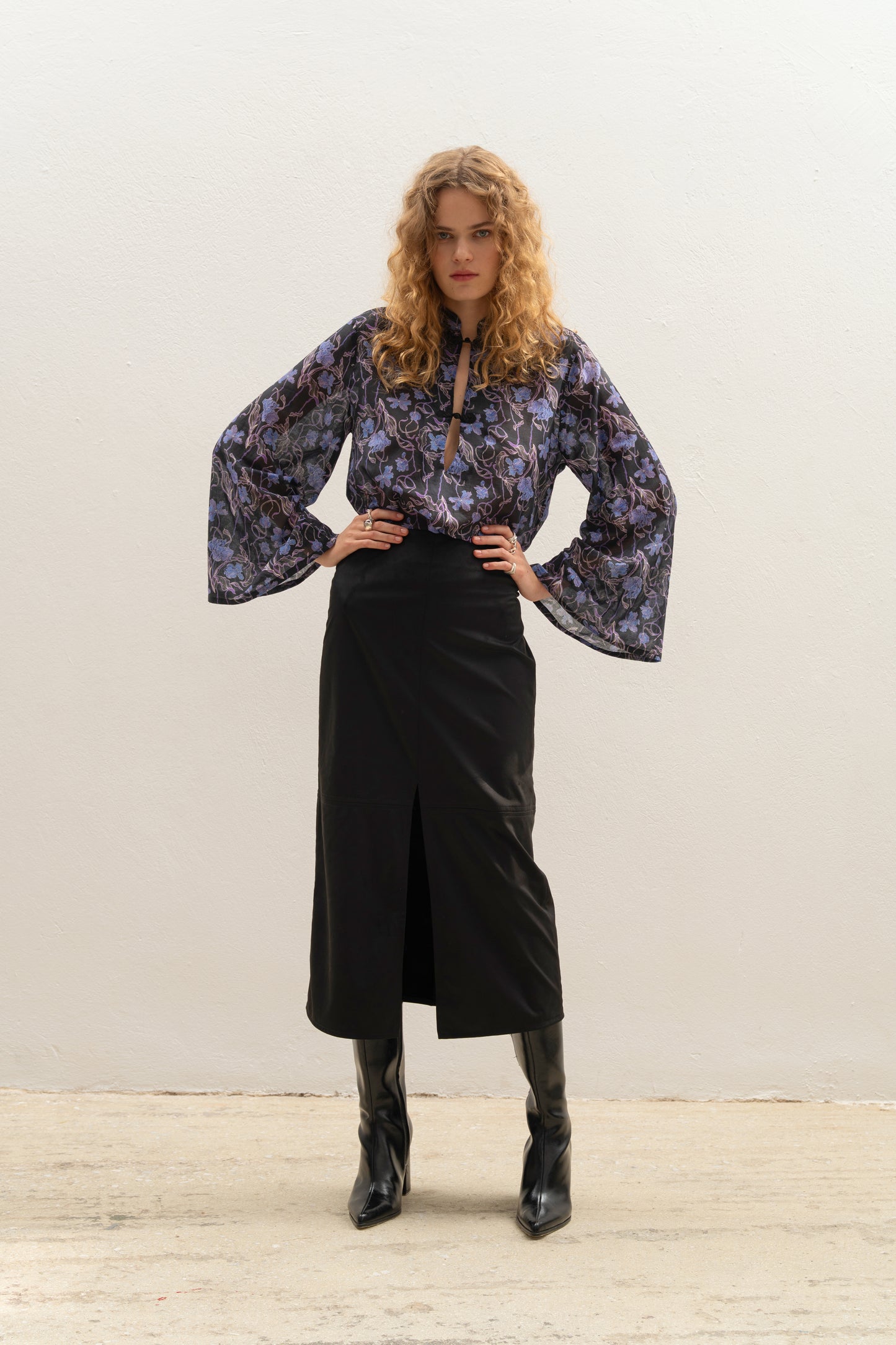Kintsugi Midi Skirt Black